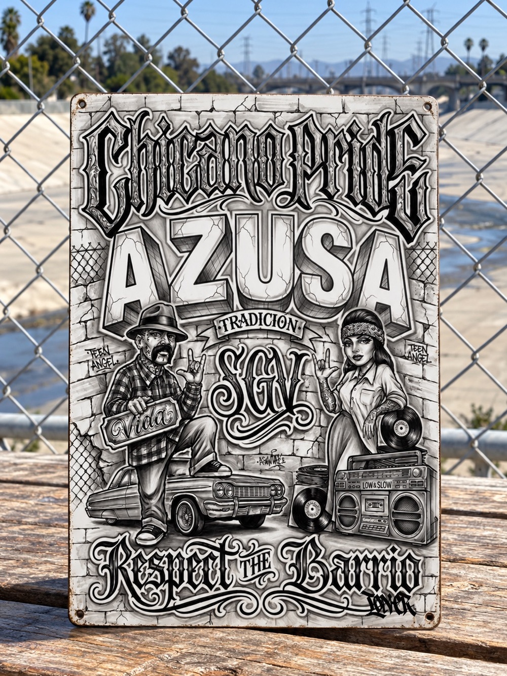 Chicano Pride Black & White Art Print by